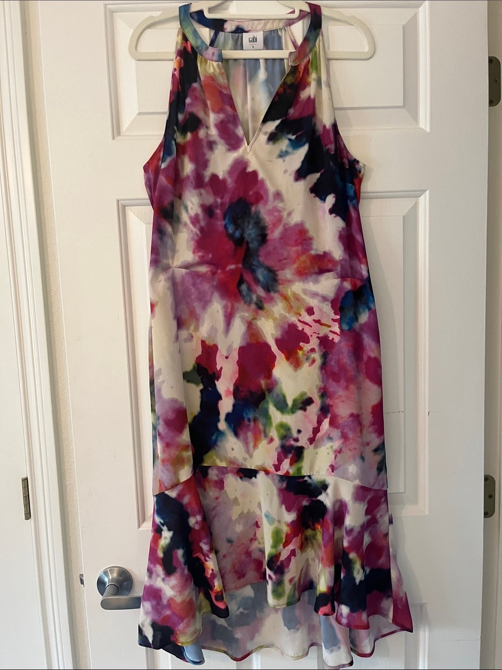CAbi NWOT Great summer event Sleeveless High-Low Watercolor Floral Dress i